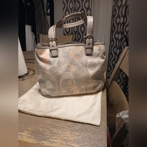 Coach Soho Peach Opt Lined Signature NS Tote Bag.